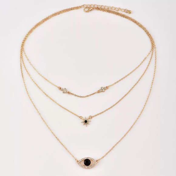 Evil Eye Lucky Turkish Pendant Multi-layer Necklace Chain Choker - Picture 5 of 6